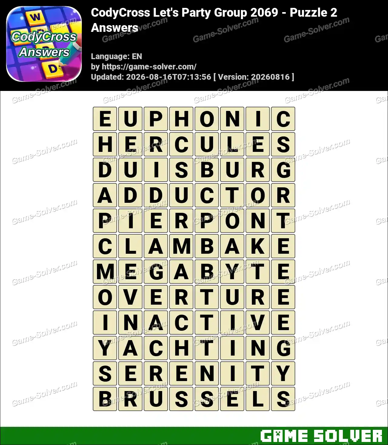 CodyCross Let’s Party Group 2069 – Puzzle 2 Answers